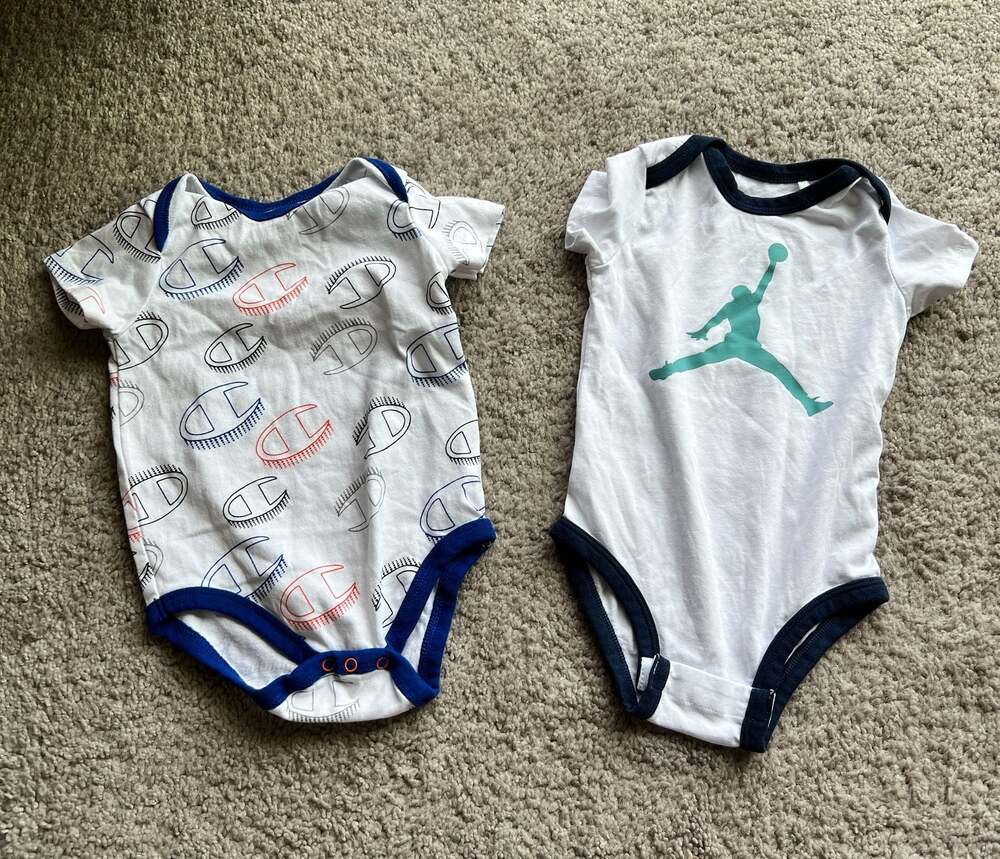 (#18) Champion and Jordan Baby Bodysuits 2-Piece Set 9M
